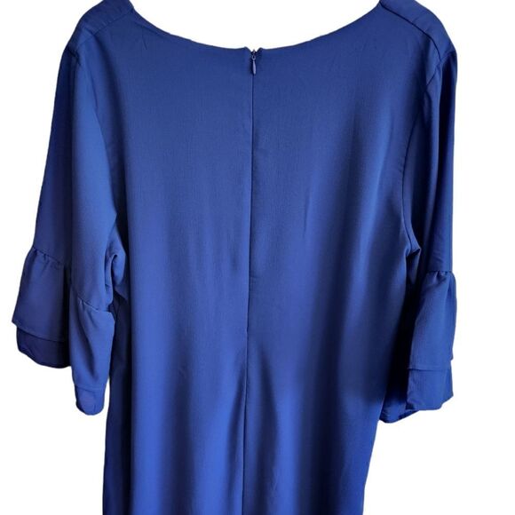 BELONGSCI Blue V-Neck Bell Sleeve Shift Dress Size XL - Picture 3 of 8